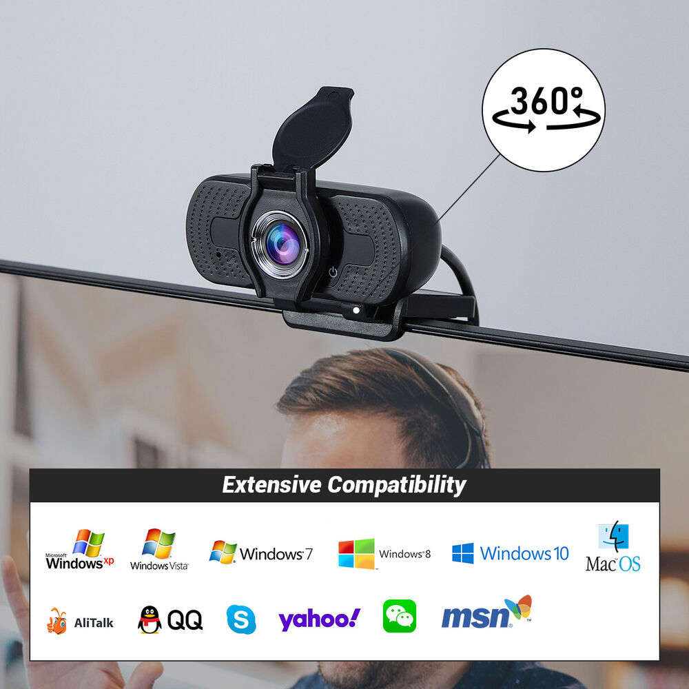 1080P HD USB Webcam with Microphone and Privacy Cover for Desktop