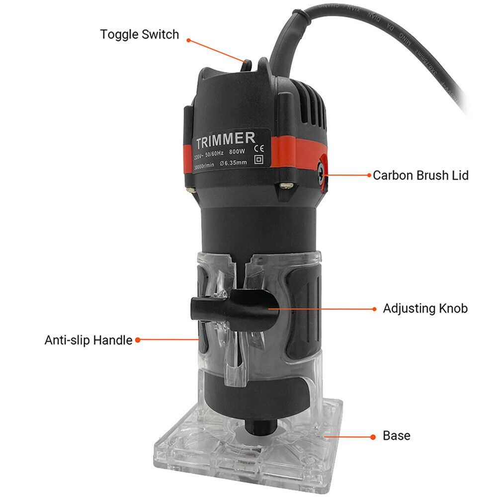 High-Speed 33000RPM Compact Trim Router with 15 Bits