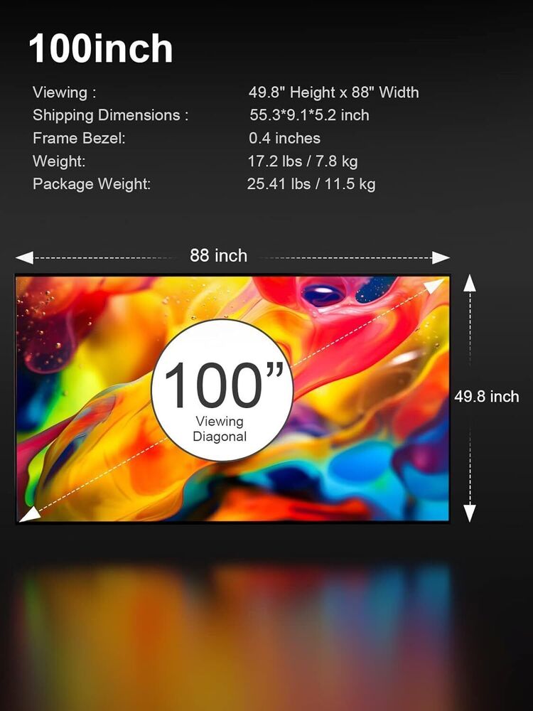 AWOL VISION 100-inch Fixed Frame Projector Screen