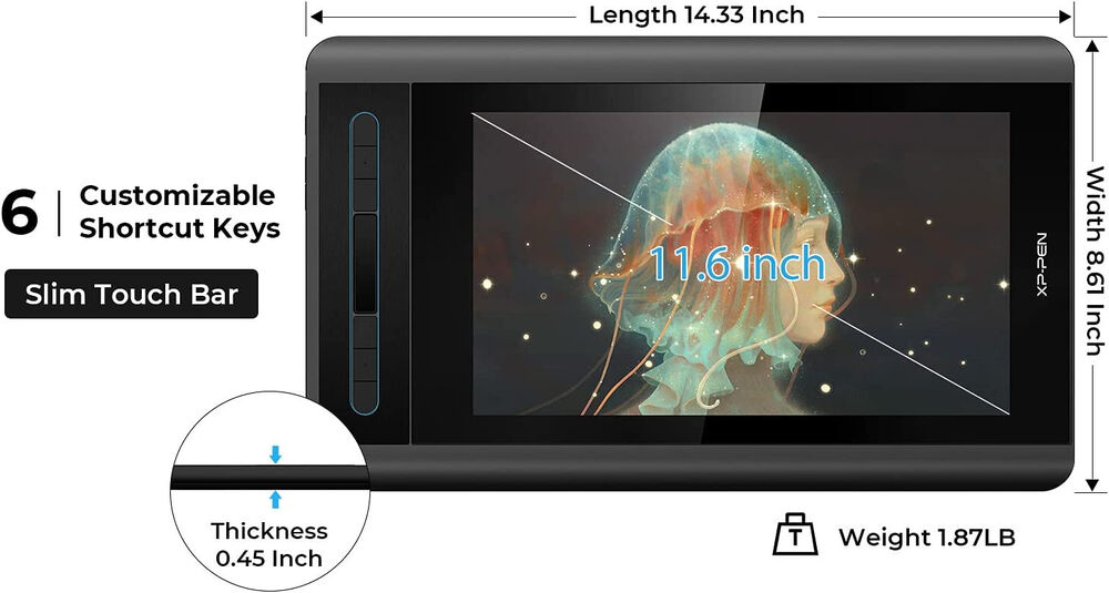 XP-Pen Artist 12 11.6 Inch Graphic Drawing Tablet with Battery-free Pen