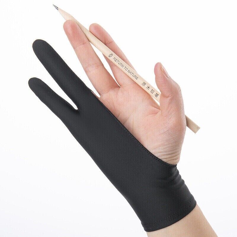 Two Finger Anti-fouling Glove for Drawing & Pen Graphic Tablet Pad - Black