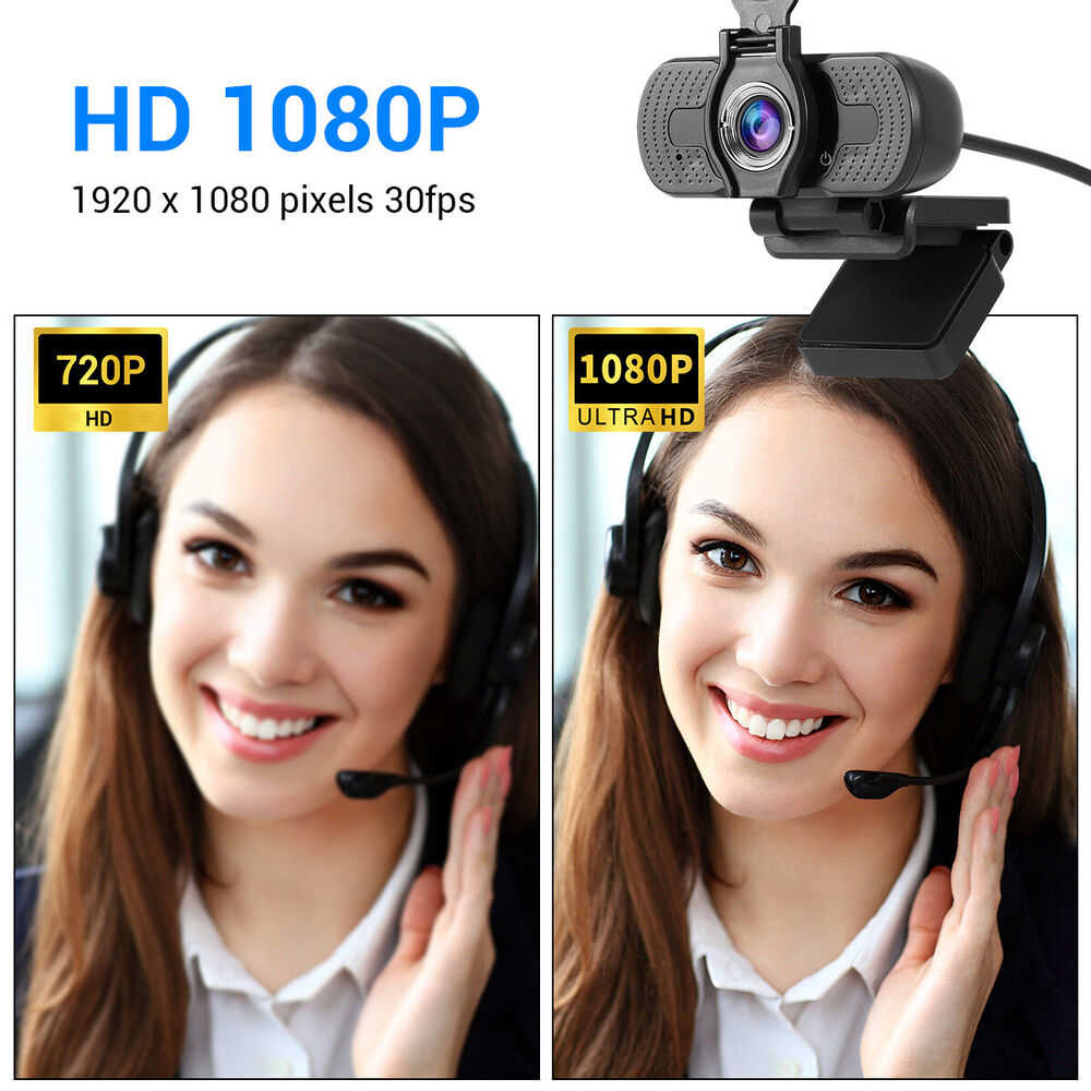 1080P HD USB Webcam with Microphone and Privacy Cover for Desktop