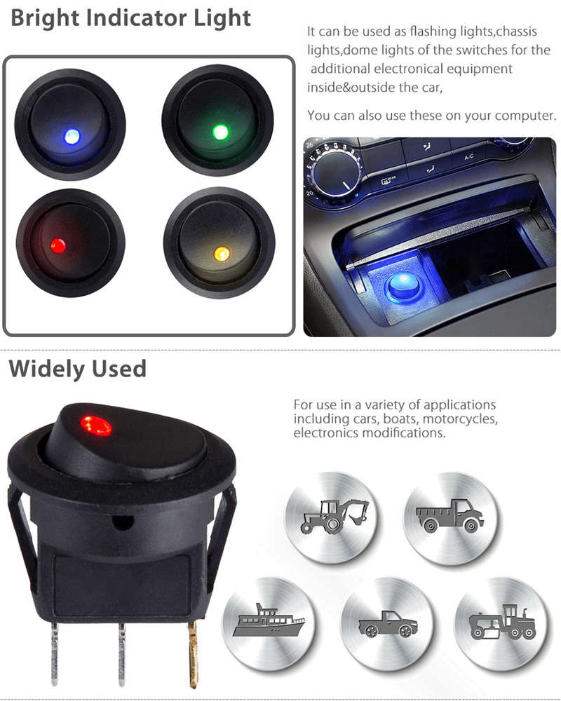 20PCS 12V LED Light Car Auto Boat Rocker Switch