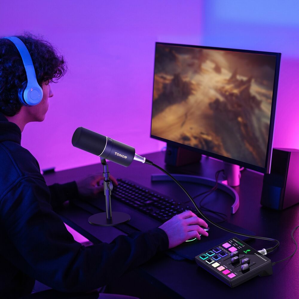 TONOR Podcast Equipment Bundle with Gaming Audio Interface and XLR Dynamic Microphone