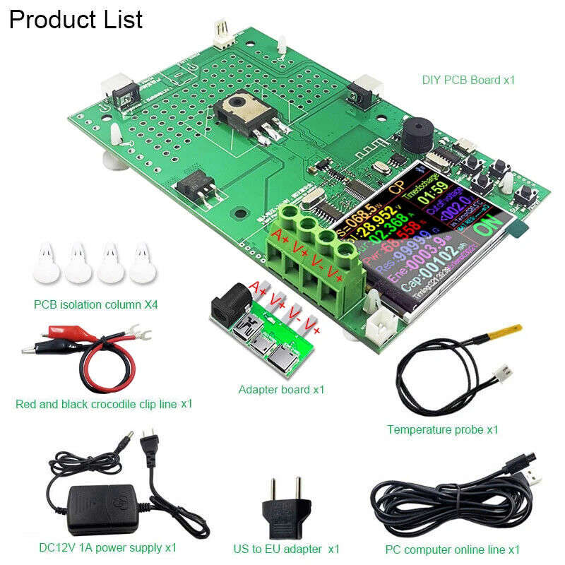 DIY 1000W 4 Wire DC Electronic Load Lithium Battery Tester Capacity Monitor