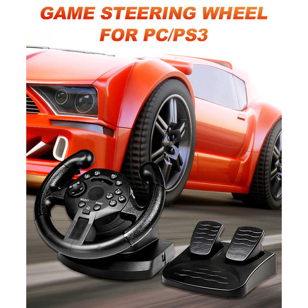 Game Steering Wheel with Pedals, Analog Control & Vibration for PC