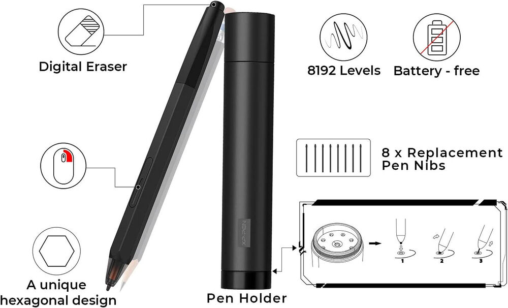 XP-Pen Artist 12 11.6 Inch Graphic Drawing Tablet with Battery-free Pen