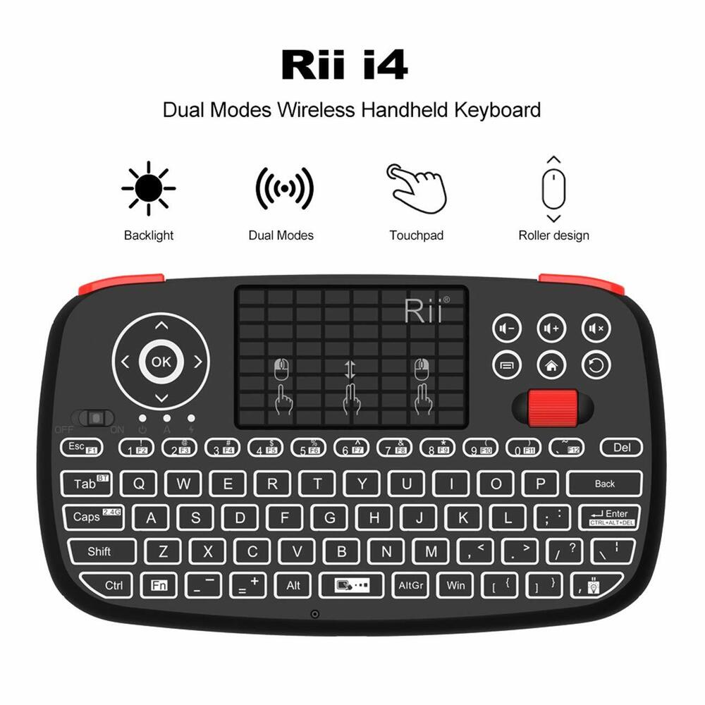 Rii i4 Bluetooth & 2.4GHz Blacklit Portable Mini Keyboard