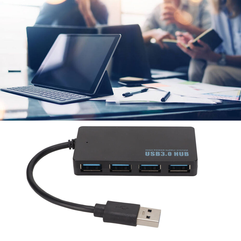 Portable 4-Port USB 3.0 Hub for High-Speed Data Transfer
