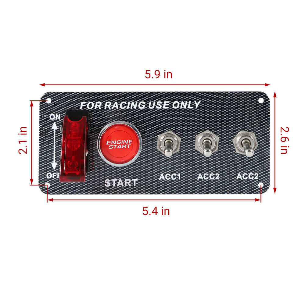 Racing Car Carbon Ignition Button Switch Panel Engine Start LED 12V