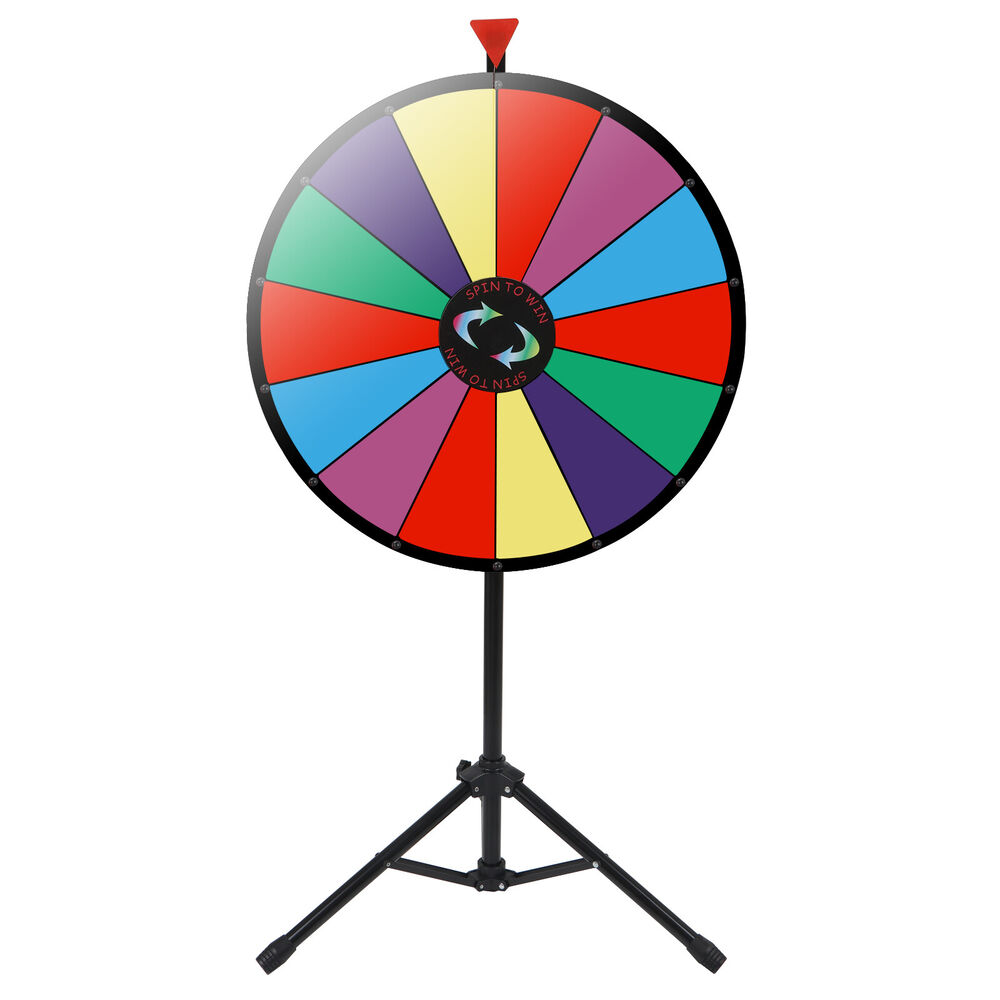 14 Slots Color Prize Wheel Spinner with Adjustable Stand for Fun Spinning Games