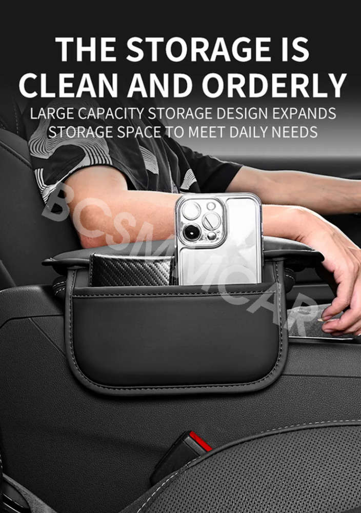Leather Seat Armrest Cushion Protector with Storage Pad for Car Interior