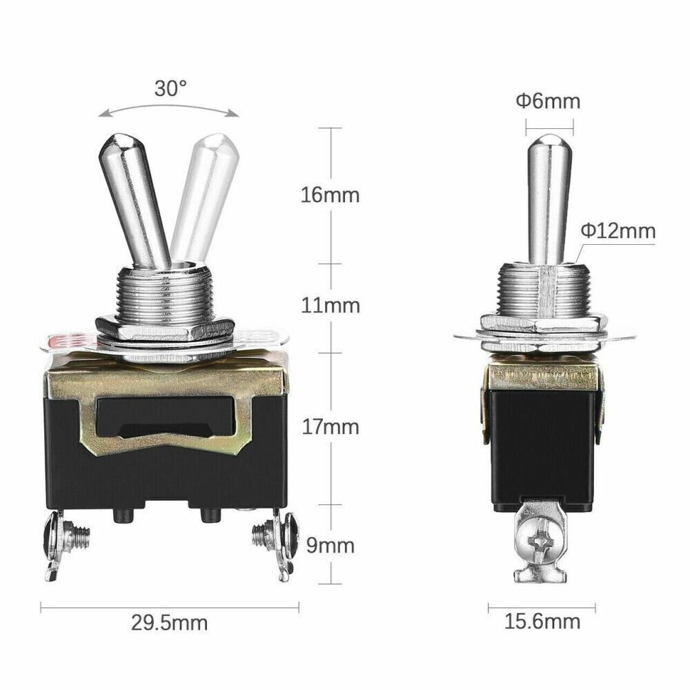5X 12V SPST Toggle Switch - Marine & Automotive Grade