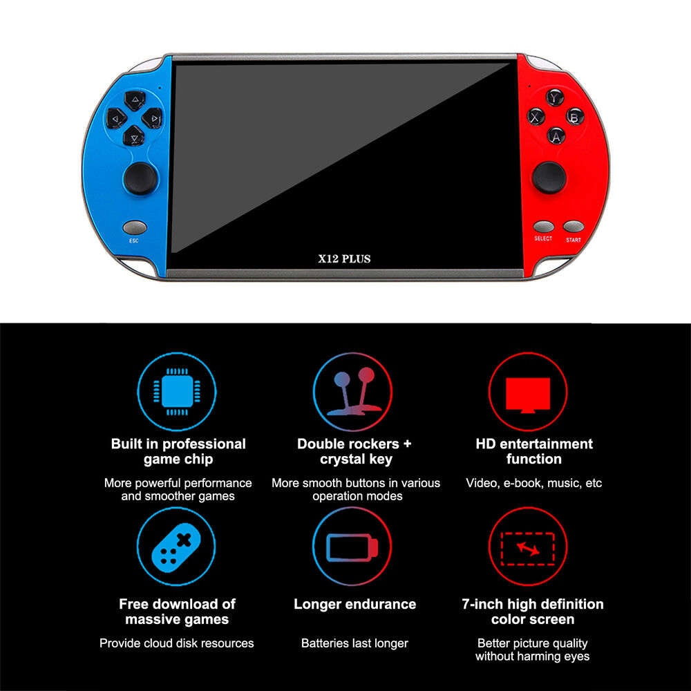 X12 7inch Handheld Video Game Console with 1000+ Built-in Games