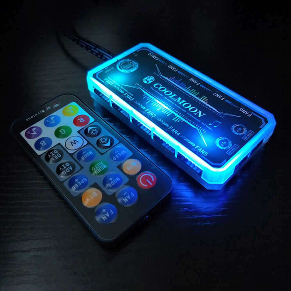 DIY Music Rhythm PC Computer Cooling Fan RGB ARGB Controller Remote Control Kit