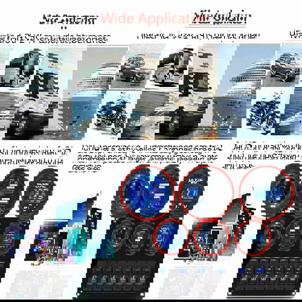 12V LED 6 Gang On/Off Rocker Switch Panel with Inline Fuse Box for Car, Truck, Boat, and Marine