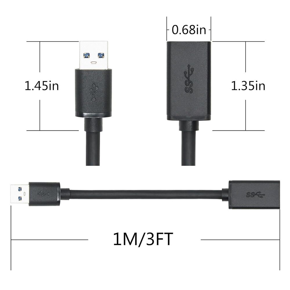 USB3.0 Extension Cable High Speed Extender Cord Adapter TypeA Male to Female
