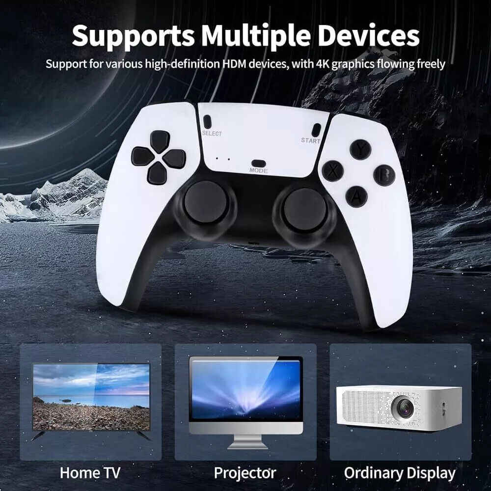 4K 64G HDMI TV Video Game Stick M15 Gaming Console with Gamepad and 2 Wireless Controllers