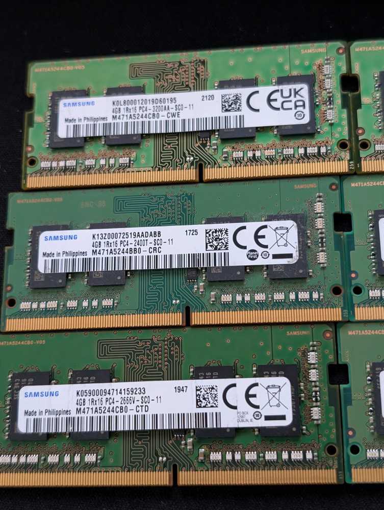 Lot of 14 Mixed Brand 4GB DDR4 SODIMM Laptop Memory RAM