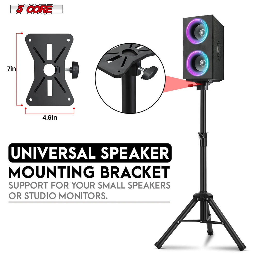 5Core Adjustable DJ Monitor Speaker Stand Tripod (24-36 Inch)