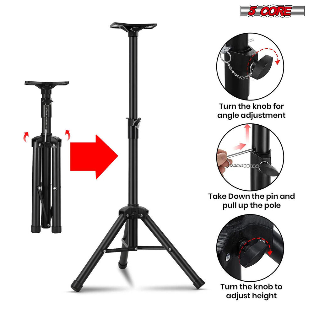 5Core Adjustable DJ Monitor Speaker Stand Tripod (24-36 Inch)