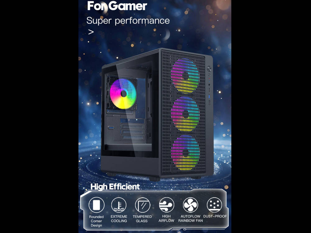 DIYPC ARGB-R1-BK Black USB3.0 /Type C Micro ATX Gaming Computer Case with Tempered Glass