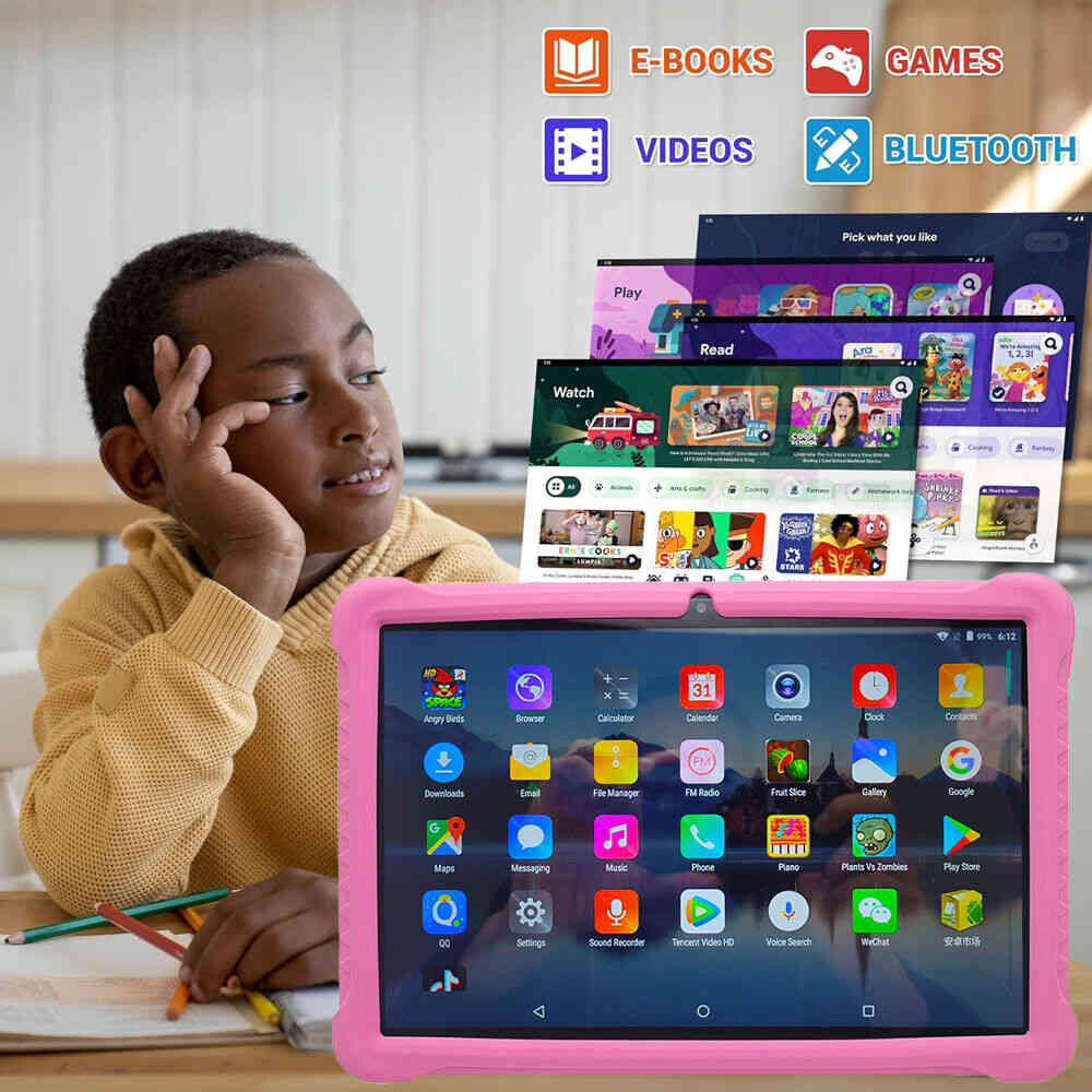 10-inch Kids Tablet with Android 12.0, Parental Control, Bluetooth, WiFi, and Dual Camera