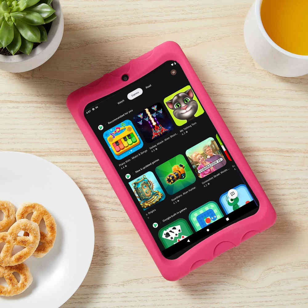 New Onn. Surf 8 Kids Tablet 32GB Android with Pink Rubberized Sleeve & Stand