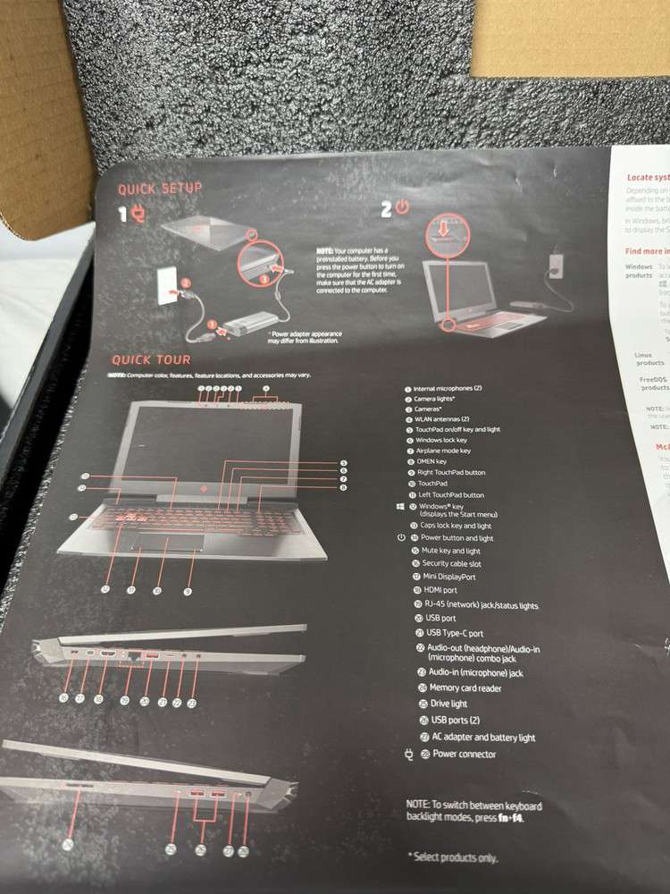 HP Omen Gaming Laptop with Intel Core i7, 1TB HDD + 256GB SSD, 16GB SDRAM - Model 15-ce198wm
