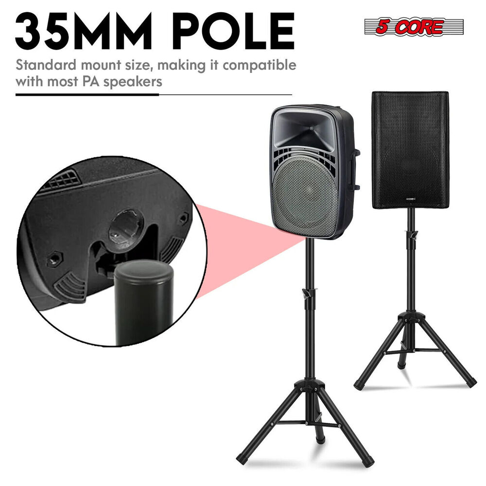 5Core Adjustable DJ Monitor Speaker Stand Tripod (24-36 Inch)
