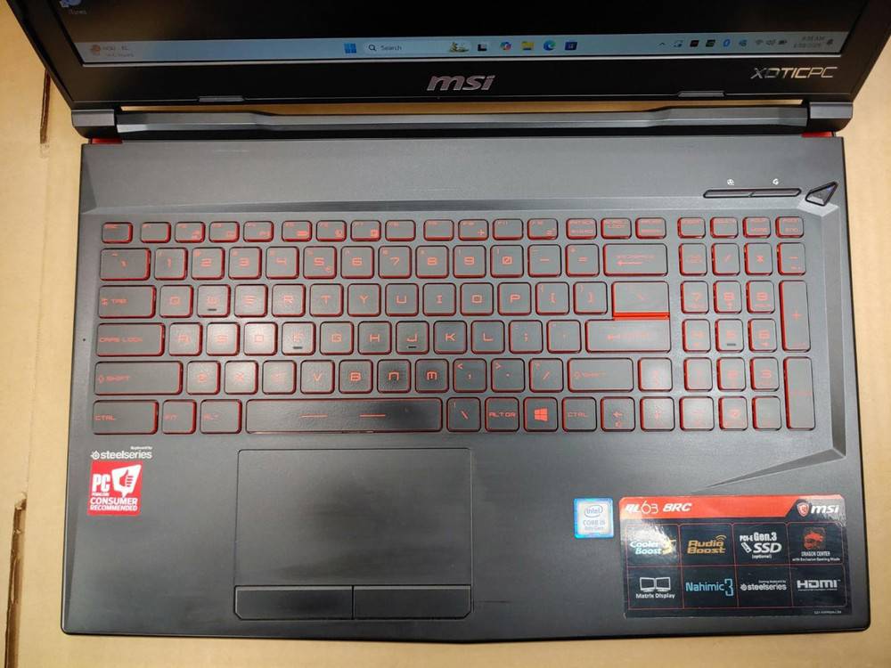 MSI GL63 8RC Gaming Laptop - 15.6 Inch, i5-8300H, 16GB RAM, 256GB SSD + 1TB HDD, GTX 1050, Windows 11