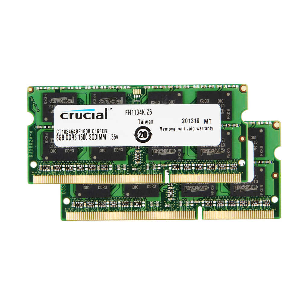 Crucial 16GB (2x8GB) Kit DDR3L 1600MHz SODIMM PC3L-12800 1.35V Laptop Memory RAM
