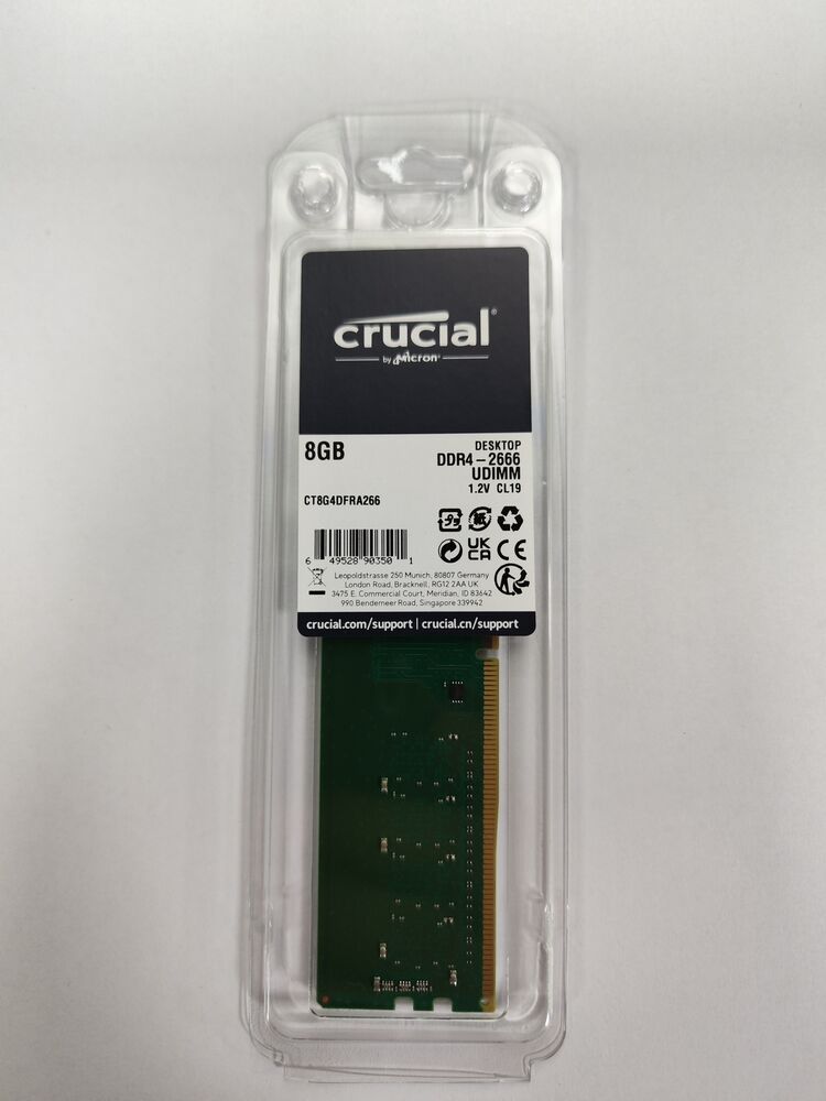 Crucial 8GB 2666Mhz DDR4 NON-ECC UDIMM PC RAM Desktop Memory