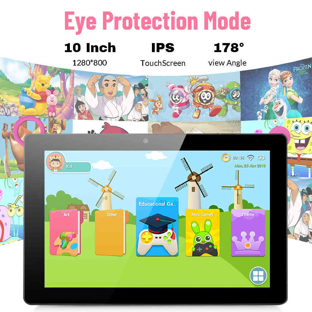 10-inch Kids Tablet with Android 12.0, Parental Control, Bluetooth, WiFi, and Dual Camera