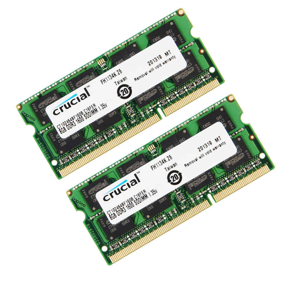 Crucial 16GB (2x8GB) Kit DDR3L 1600MHz SODIMM PC3L-12800 1.35V Laptop Memory RAM