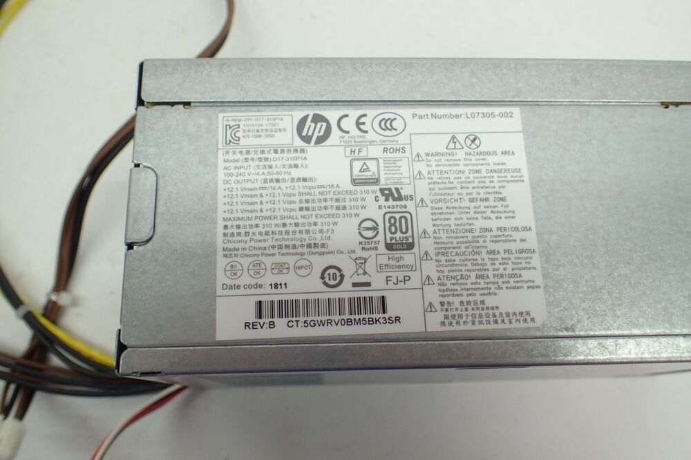 HP Z2 G4 SFF Workstation Power Supply 310 Watt 4-Pin L07305-002