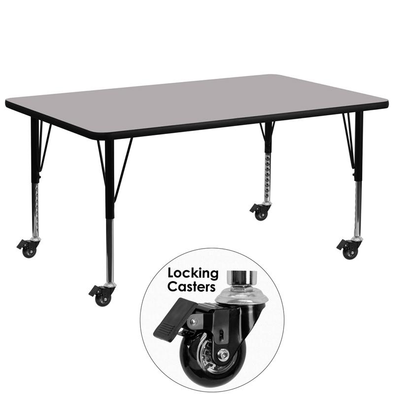 Flash Furniture Adjustable Rectangular Activity Table for Kids - Grey Laminate Top