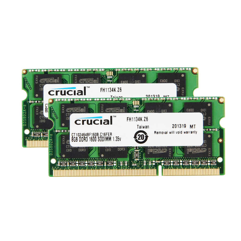 Crucial 16GB (2x8GB) Kit DDR3L 1600MHz SODIMM PC3L-12800 1.35V Laptop Memory RAM