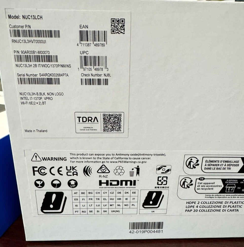Intel NUC ASUS 13th Gen Tall NUC Case with Mounting Hardware - New in Box