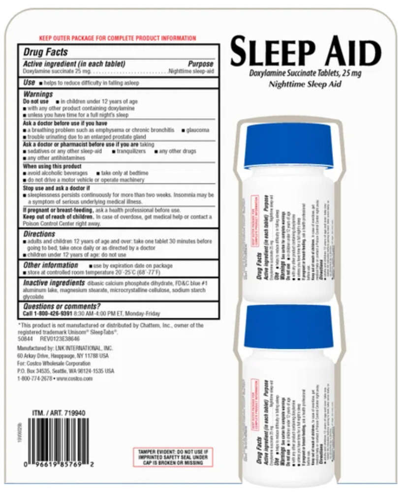Kirkland Signature Sleep Aid 192 Tablets Doxylamine Succinate 25 Mg