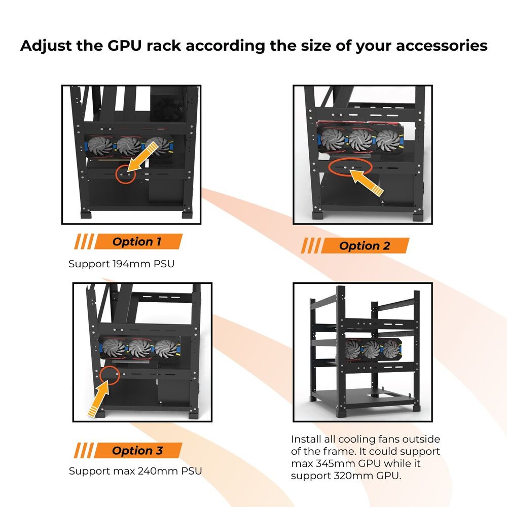 AAAwave The Sluice V2 12GPU Open Frame Mining Rig Frame Chassis