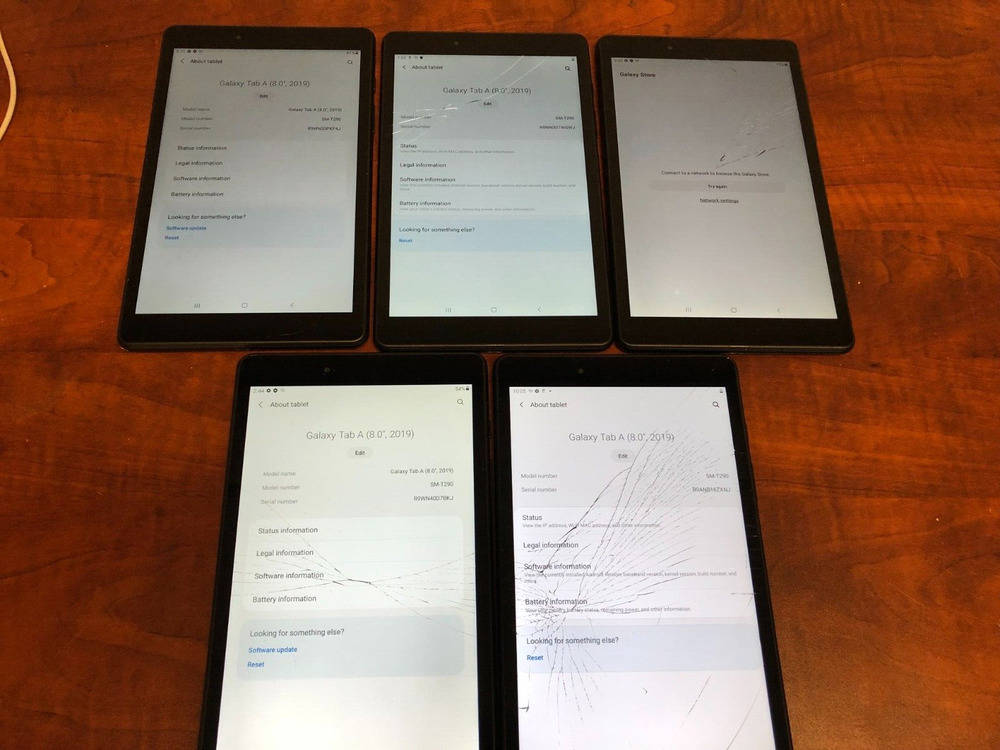 Cracked Glass Lot of 5 Samsung Galaxy Tab A SM-T290 (2019) 32GB, Wi-Fi, 8in