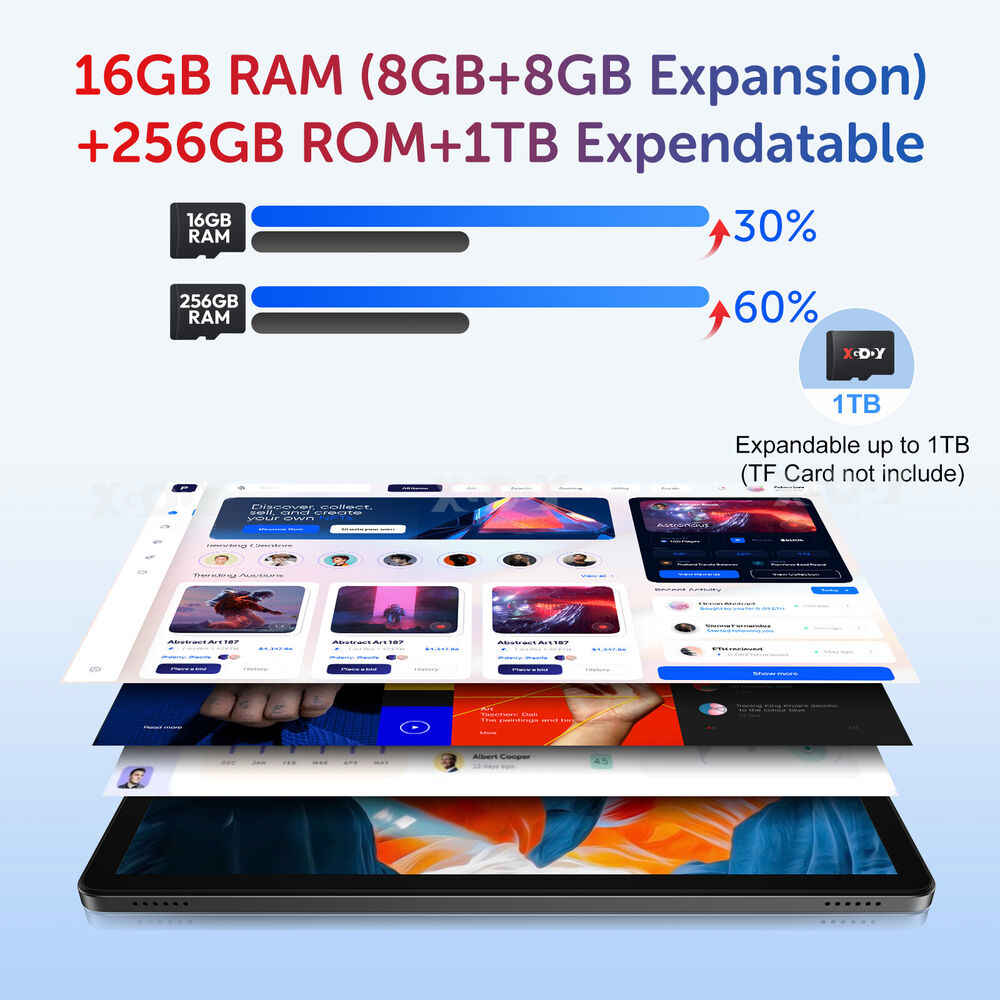11 inch Ultra-thin Tablet PC with 5G, HD Display, 16GB+256GB, 8000mAh Battery, Android14, Dual WiFi