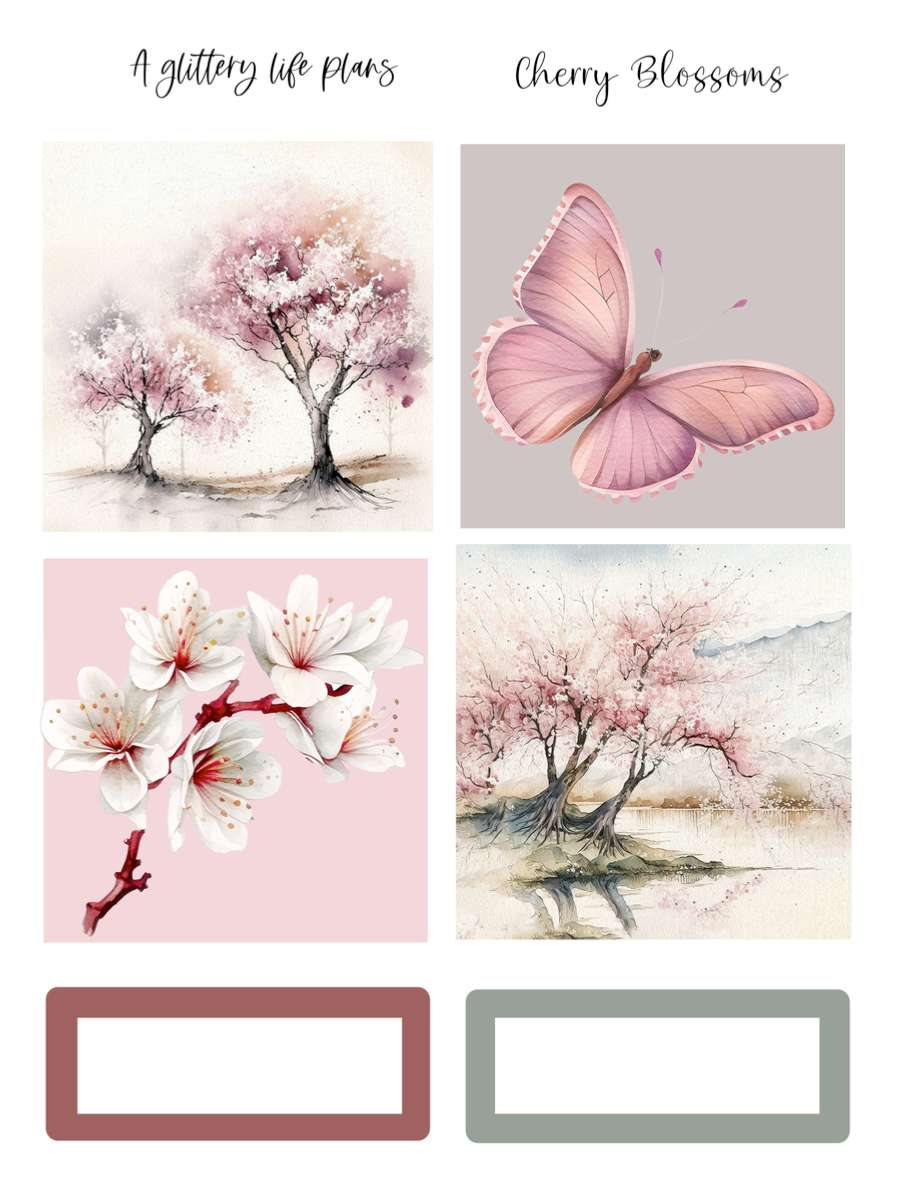 Cherry Blossoms Mini Kit - Planner Stickers and Decorations