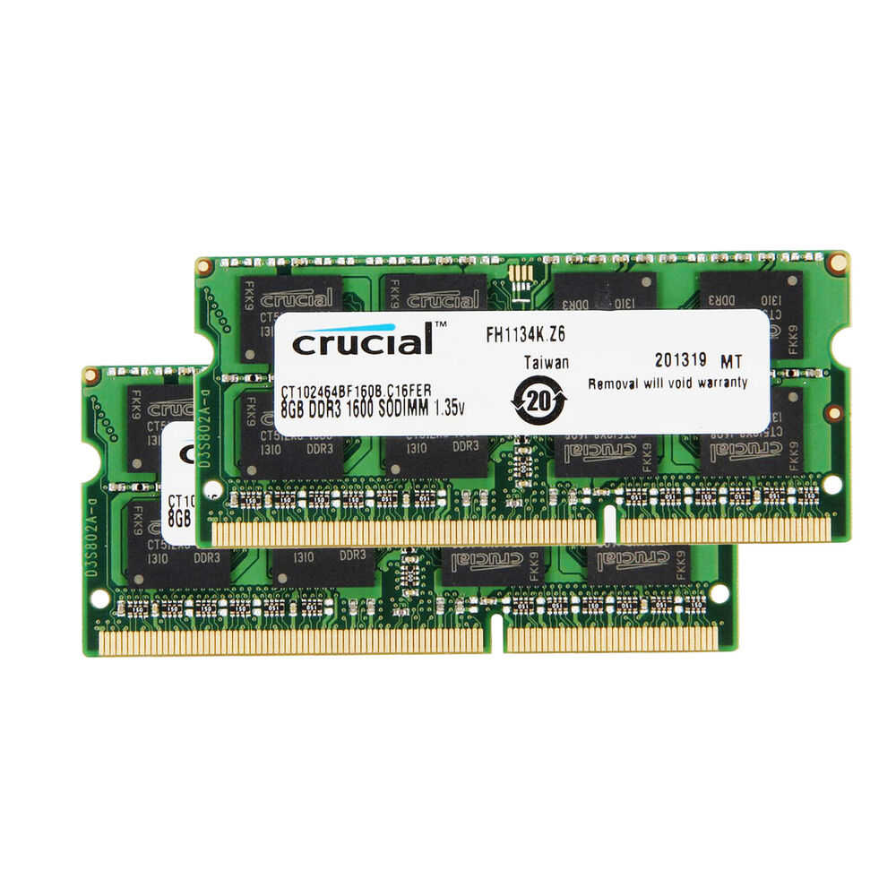 Crucial 16GB (2x8GB) Kit DDR3L 1600MHz SODIMM PC3L-12800 1.35V Laptop Memory RAM