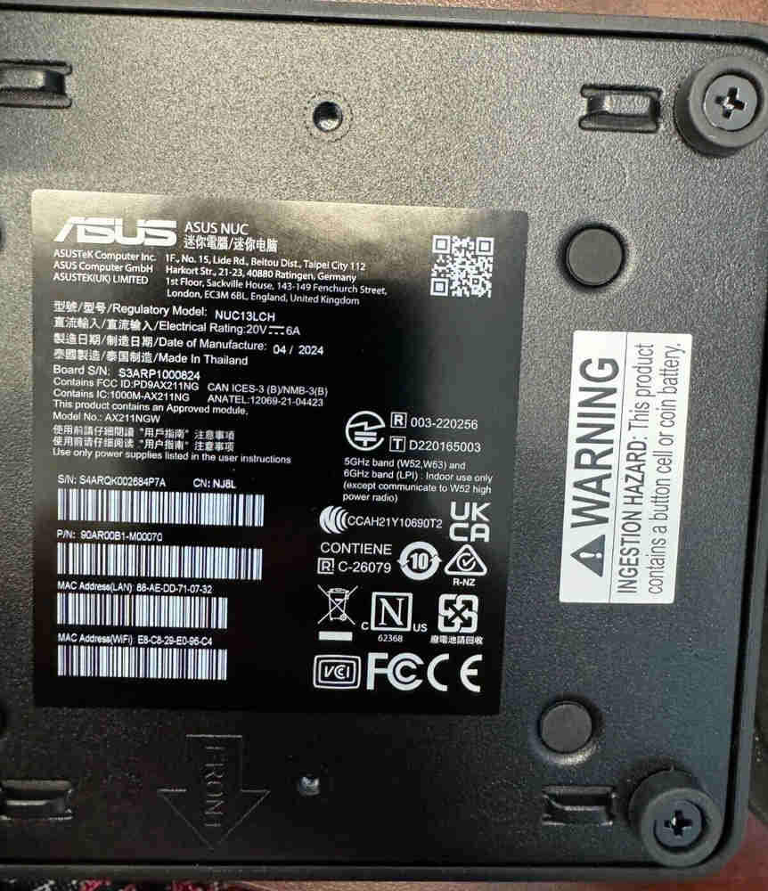 Intel NUC ASUS 13th Gen Tall NUC Case with Mounting Hardware - New in Box