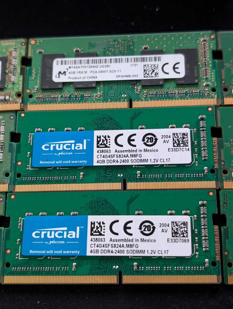 Lot of 14 Mixed Brand 4GB DDR4 SODIMM Laptop Memory RAM