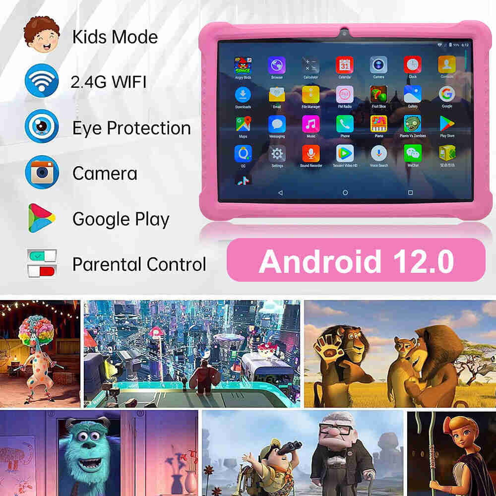 10-inch Kids Tablet with Android 12.0, Parental Control, Bluetooth, WiFi, and Dual Camera