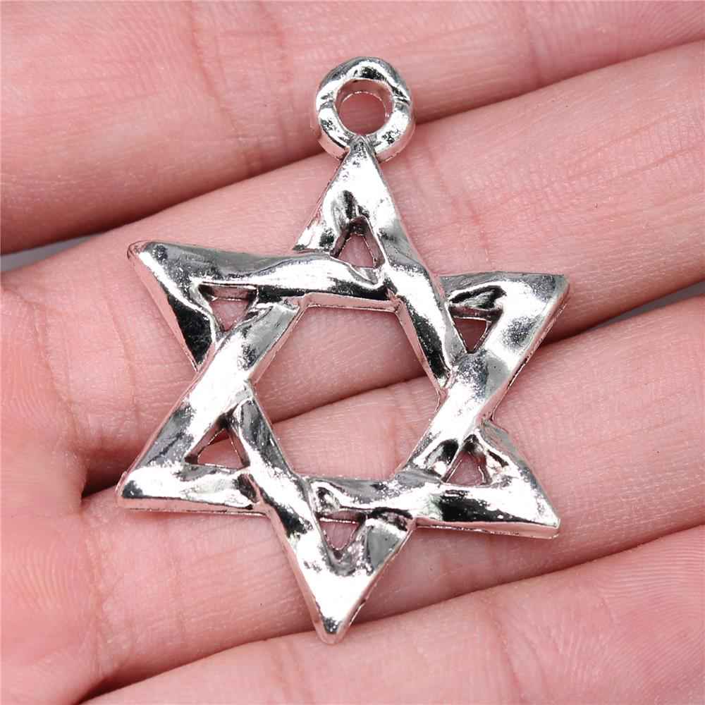 5pcs Antique Silver Star Of David Charms for DIY Jewelry Making
