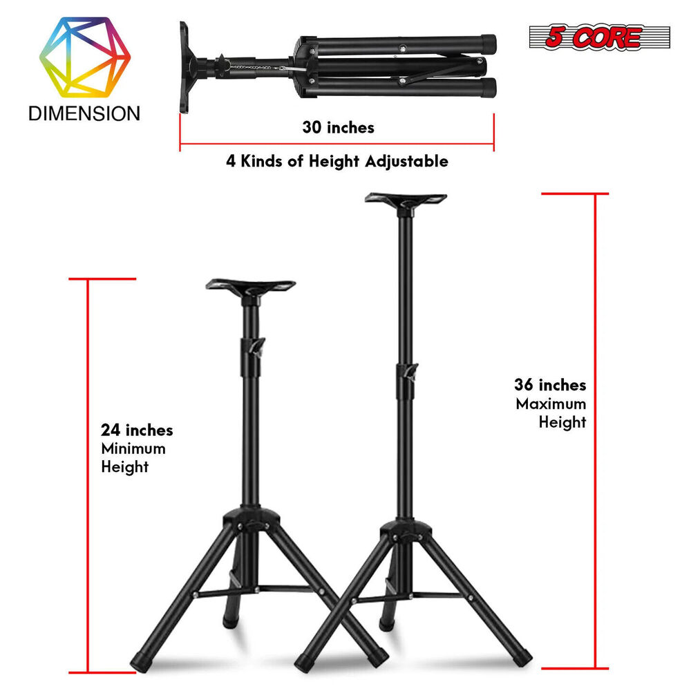 5Core Adjustable DJ Monitor Speaker Stand Tripod (24-36 Inch)
